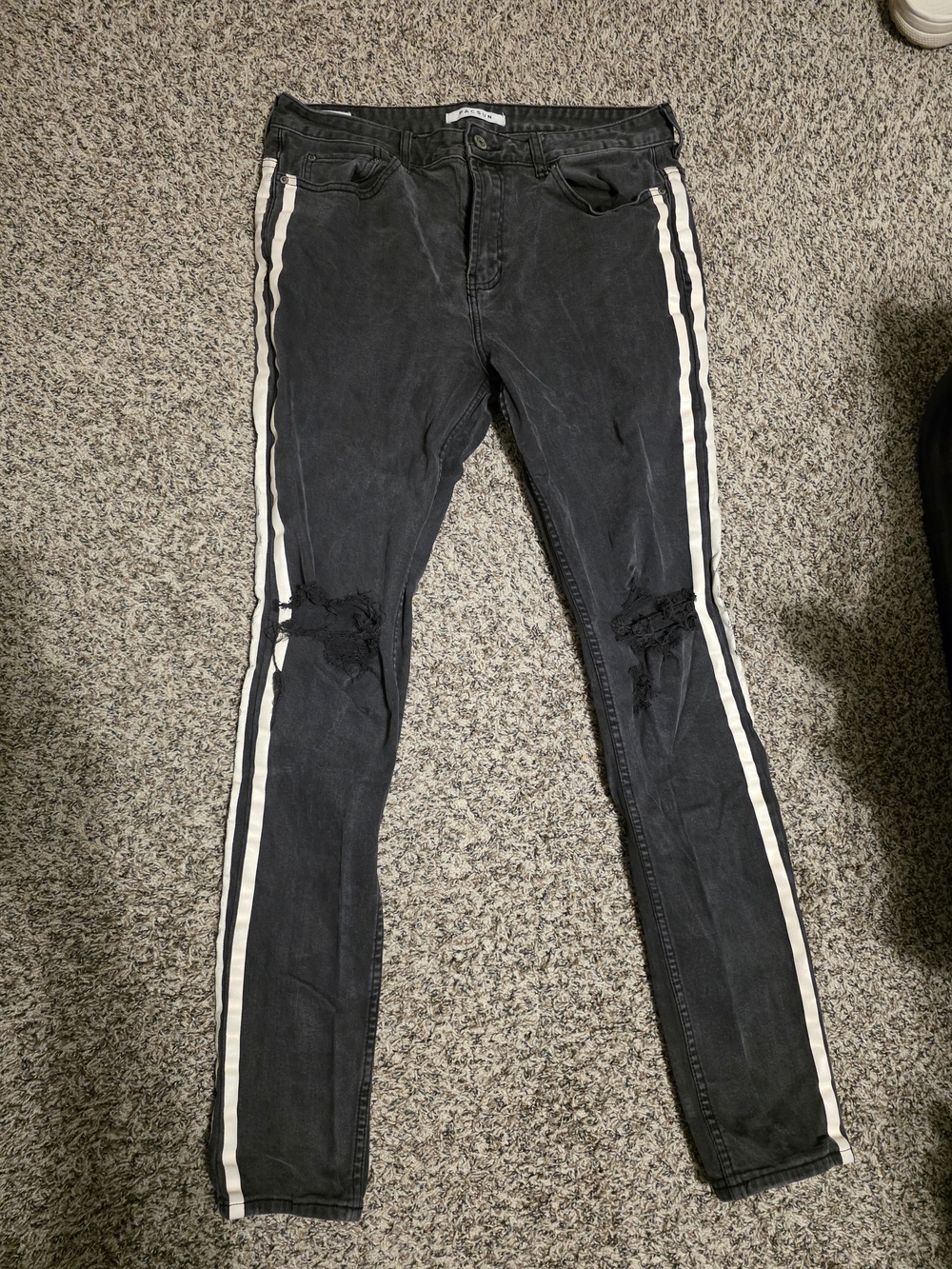 PacSun Black Skinny Jeans with White Side Stripes